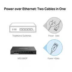Mercusys MS108GP Gigabit PoE+ -kytkin - 6