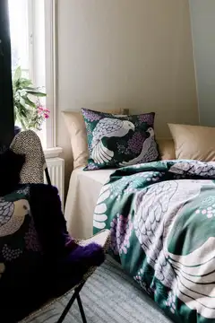 Vallila viserrys satiini pussilakanasetti 150x210 cm vihreälila - 4