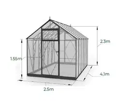 Ecoslider kasvihuone Lux 2.5 X 4.1 - 4