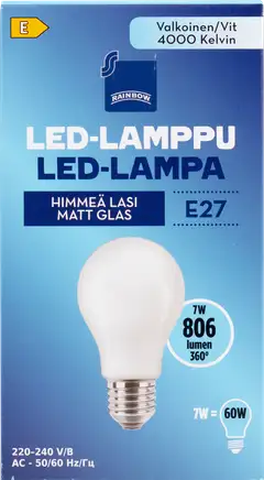 Rainbow LED-lamppu 7W E27 4000K 806lm huurrettu lasi - 1