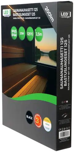 Led Energie Saunanauhasetti 125 musta 2,5m 2700K 10W/m IP44/IP65  200lm himmennettävä - 4