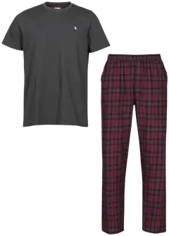 Black Horse miesten lyhythihainen pyjama N053 - Wine Red Check - 1