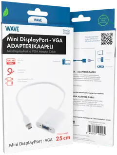 Wave Adapterikaapeli, Apple Mini DisplayPort uros - VGA naaras, 25cm, Valkoinen - 2