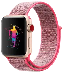 Wave Nailonranneke, Apple Watch 42mm (Series 1-9) / Apple Watch 44mm / Apple Watch 45mm / Apple Watch 46mm / Apple Watch 49mm, Pinkki - 3