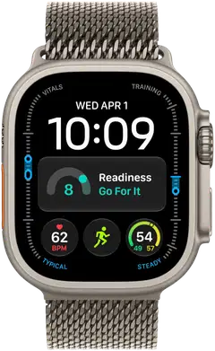 Apple Watch Ultra 4 GPS + Cellular 49 mm:n luonnontitaanikuori ja luonnontitaanin värinen milanolaisranneke - M - MJA94KS/A - 1