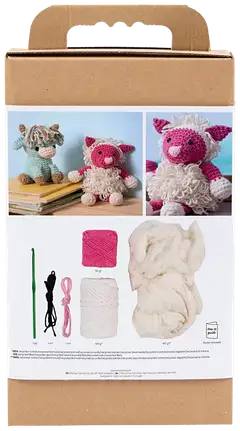 Amigurumi Askartelusetti, Lammas, pinkki, luonnonvalkoinen, 1pkk/ 1 pkt - 2