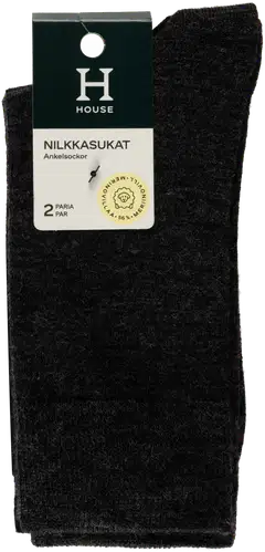 House miesten ohuet merinovillasukat 193H322614 2-pack - Graphite/black - 1