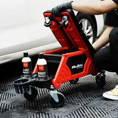 Maxshine 702309-P Modular Detailing Creeper – 2-in-1 työtuoli ja polvistusalusta, pehmustettu istuin, säilytyslokero, pullotelineet ja 360° pyörät - 3