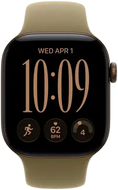Apple Watch Series 12 GPS 46 mm:n tummanpronssinen alumiinikuori ja oliivinvihreä urheiluranneke - S/M - MJEQ4QN/A - 1