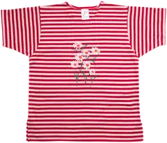 Pikkupuoti naisten t-paita Päivänkakkara - puna/valko - 1