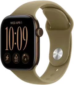 Apple Watch Series 12 GPS 42 mm:n tummanpronssinen alumiinikuori ja oliivinvihreä urheiluranneke - M/L - MJEG4QN/A - 2