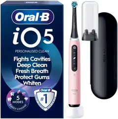 Oral-B iO5 Blush Pink sähköhammasharja +Travel Case+Refill Holder - 1