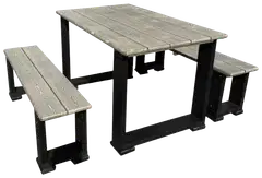 Hilla ryhmä 120cm, pöytä + 2-penkkiä, kuulto musta/ tatti - 2