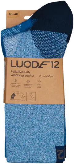 Luode12 unisex tekniset retkeilysukat ODSL042502 2-pack - Blue - 2