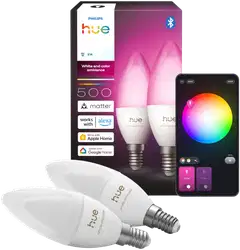 Philips Hue LED-kynttilälamppu B39 E14 säädettävä lämpimästä viileään 2 kappaletta - 1