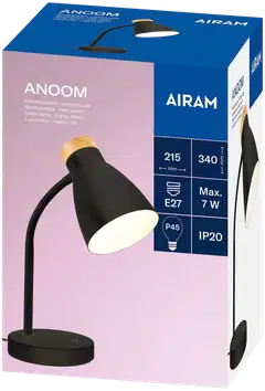 Airam Anoom pöytävalaisin E27 musta/puu - 2