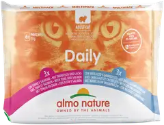 Almo Nature Daily monipakkaus tonnikala-lohi & turska-katkarapu 6 x 70 g - 2