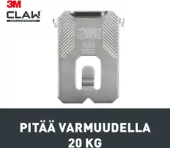 3M CLAW™-taulukoukku kipsilevylle, 20 kg 3PH20-2UKN, 2 ripustuskoukkua - 8