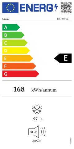 Gram säiliöpakastin FB 3097-95, tilavuusluokka 100 l, valkoinen - 4