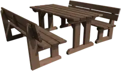 Tammiston Puu Jämerä-ryhmä 150cm pöytä + 2-penkkiä selkänojalla, kestopuu ruskea - 1