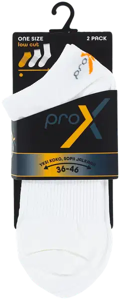 Pro-X unisex treenisukat 2P low cut - Valkoinen - 2