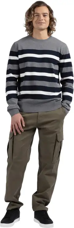 House miesten raidallinen neulepusero 195H032605 - Grey-black-white stripe - 6