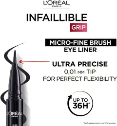 L'Oréal Paris Infaillible Grip 36H Micro-Fine eyeliner nestemäinen silmänrajausväri 0,4g - 01  Obsidian Black - 3