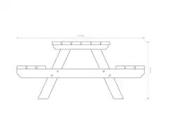 Piknik ryhmä, vaalean harmaa, 76x170x170cm - 3