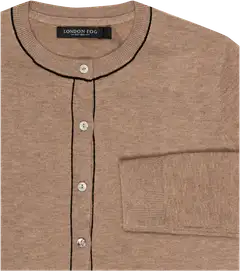 London Fog naisten neuletakki merinosekoitetta  218L342508 - dark beige, black piping - 3