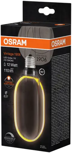 OSRAM LED-sisustuslamppu Vintage 1906 Globe 100mm 4W 110lm 1800K E27 O-filamentti savunharmaa lasi - 2