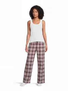 Actuelle naisten flanellihousut 212A382610 - Burgundy check - 4