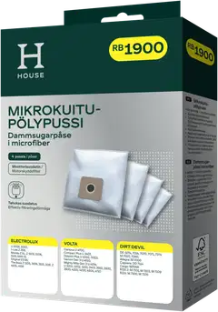 House RB1900 pölypussi 4 kpl + moottorisuodatin - 1