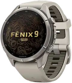 Garmin Fenix 9 Pro inReach 43 mm titaani, sumunharmaa ja tumma hiekanvärinen urheilukello - 2