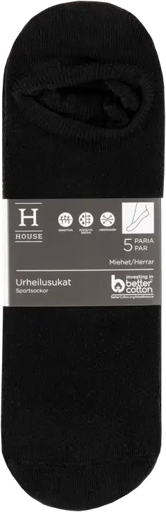 House miesten sneakersukat 193H062305 5-pack - Black - 2