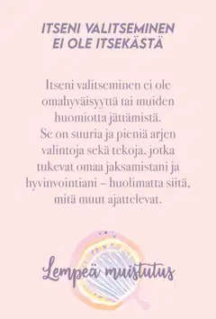Hidasta elämää Lempeästi itseni puolella -kortit - 4