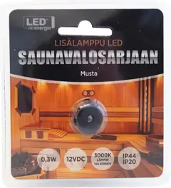 LED Energie lisälamppu saunavalosarjaan, musta (teflon) - 2