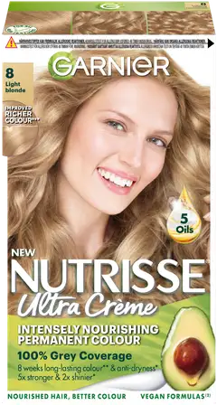 Garnier Nutrisse Ultra Creme 8.0 Light Blonde Luonnonvaalea kestoväri  1kpl - 2