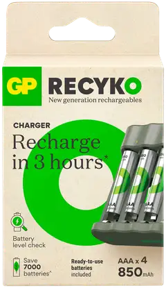 GP Recyko standard akkulaturi usb sis. 4kpl aaa 850mah nimh akkua - 1