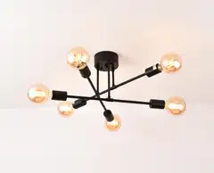FocusLight Marylin kattovalaisin halk:52cm, kork:15cm 6xE27 max.10W LED (excl.), koukkukiinnitys, sis. Pistoke, IP20, musta - 4
