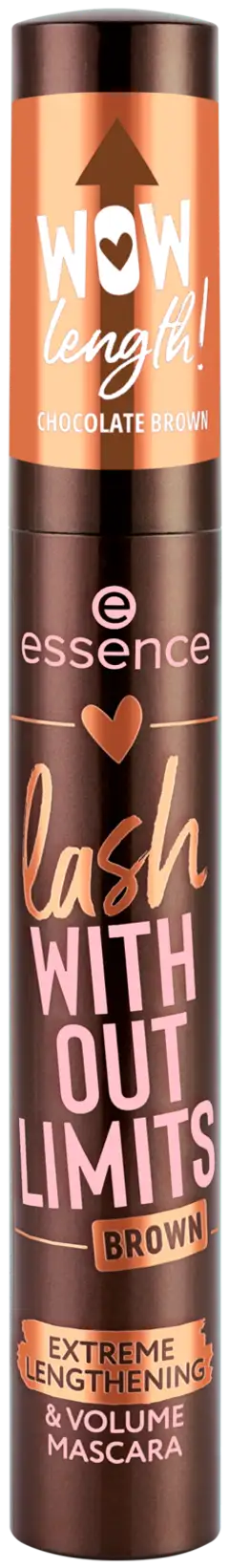 essence LOVE IT A CHOCO' LOT! lash WITHOUT LIMITS BROWN EXTREME LENGTHENING & VOLUME Ripsiväri - 1