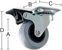 Habo kääntyvä kalustepyörä 4107 75 mm jarrulla - 1