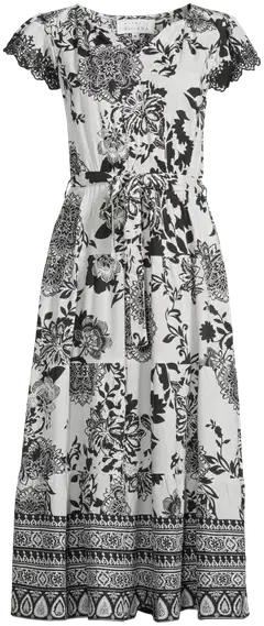 Margaux Riviera naisten mekko POPLIN-04 - WHITE & BLACK AOP - 2