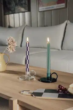 Muurla Led-kruunukynttilä Ruudut & Raidat 25 cm 2 kpl/pkt, vihreä/sininen - 3