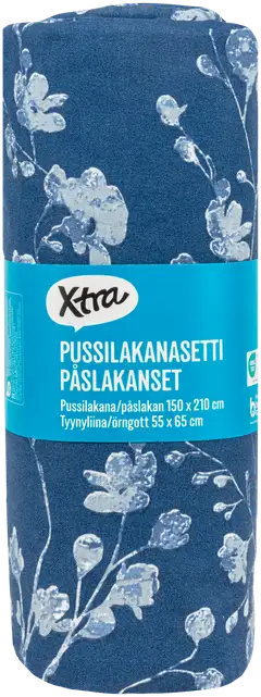 Xtra pussilakanasetti Berry 150 x 210 + 55 x 65 cm sininen - 3