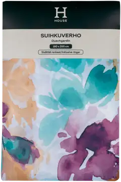 House suihkuverho Watercolor 180x200 cm, violetti/ vihreä/ beige/ valkoinen - 4