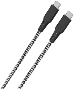 Wave Punottu 100W datakaapeli, USB Type-C -> USB Type-C (480 Mbps), 1,5m, Mustavalkoinen - 1