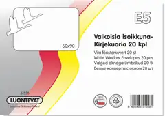 Luontevat isoikkunakirjekuoria E5 valkoinen 20kpl - 1