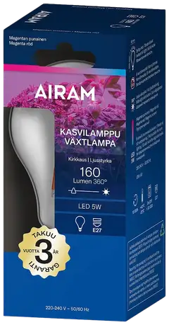 Airam LED kasvilamppu 5W E27 filamentti 160lm - 2