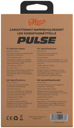 Macs langattomat vastamelunappikuulokkeet kosketusnäytöllä Pulse musta - 4