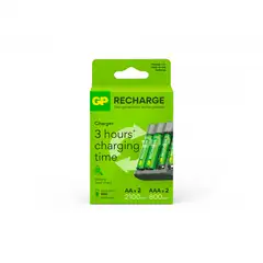 GP Recharge akkulaturi B441 sisältää 2xAA 2100mAh ja 2xAAA 800mAh NiMH-akut - 2